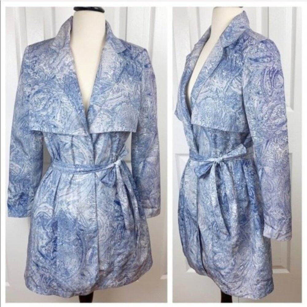BADGLEY MISCHKA S Paisley Trench Coat Blue